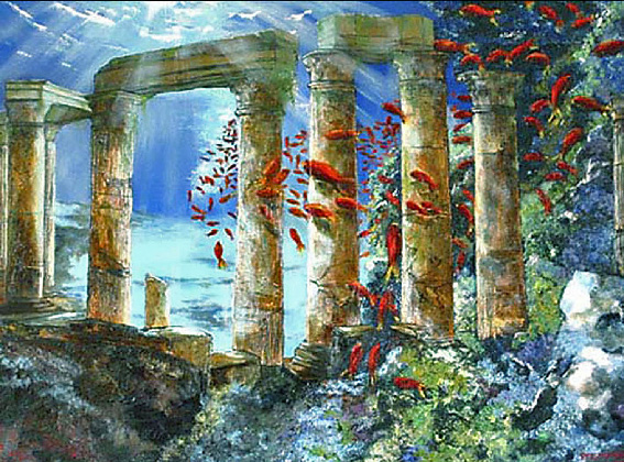 Olieverf op doek 100 cm x 120 cm 'klassieke fantasie' Surrealisme afbeelding 5